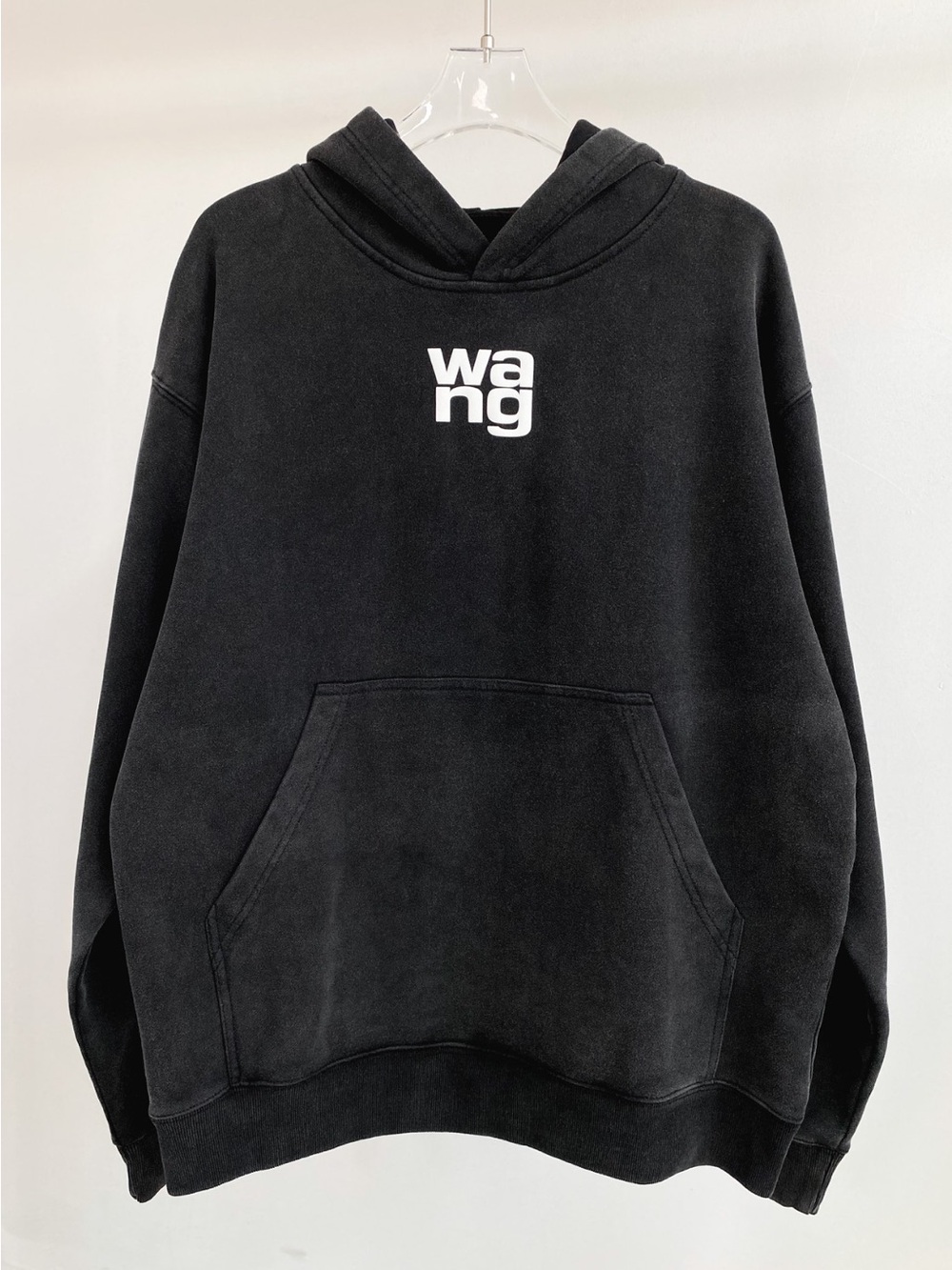 Alexander Wang Black Crewneck Hoodie with White Logo